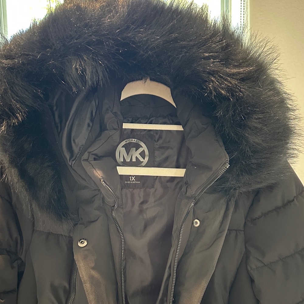 Black Friday until 11/17 Michael Kors Black Puffer Jacket with Faux Fur Hood